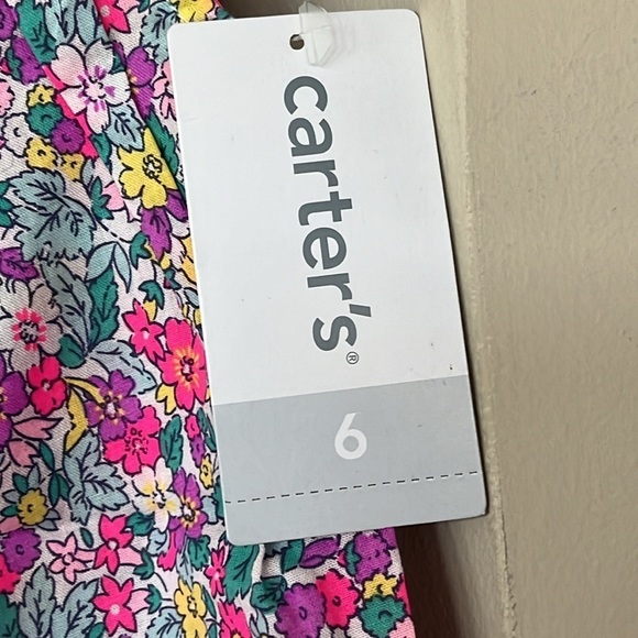 Brand New Carter’s 2-Piece Set Floral Peasant Top & Tailored Pink Shorts - Picture 4 of 16